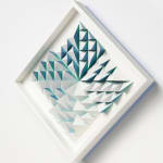 wooden geometric wall sculpture by Sean newport - blue
