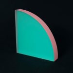 Rachel Strum - epoxy neon sculpture of a quarter round panel - Turkish green and pink.