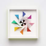wooden geometric wall sculpture by Sean newport - rainbow