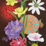 Casey Gray - Spray painting of vibrant flowers in vase