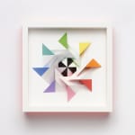 wooden geometric wall sculpture by Sean newport - rainbow