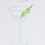 sketch of a martini on notepad paper