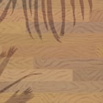detail of Natalia Juncadella painting of wood floor with cast shadows from plant