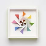 wooden geometric wall sculpture by Sean newport - rainbow