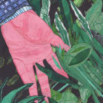 drawing of hand touching grass