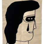 sheep wool woven piece of a crying face by Keya Tama