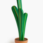 Jeff Canham wooden plant sculpture in a terra cotta pot