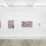 Installation view of Scott Albrecht's exhibition "What Holds Us" at Hashimoto Contemporary, San Francisco. Depicted from left to right: "Hold A Moment," "Outside Of Time," "The Meaning Of Familiar Words," "The Wind In Our Hands," and "Exceptance."