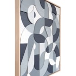 Scott Albrecht wood relief painting in gray tones