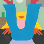 Collage of woman with her legs in the air and a moon
