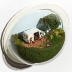 Abigail Goldman's sculpture of a murder taking place outdoors in a white van