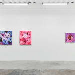 installation view of Megan Ellen MacDonald's exhibition "What Doesn't Kill You" at Hashimoto Contemporary San Francisco. From left to right: "Bite the Hand," "Bad Kitty," and "Spoiled Rotten"