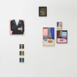 Installation view of a gallery wall with various artworks installed in a salon-style at Hashimoto Contemporary San Francisco