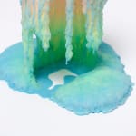 Dan Lam slime sculpture with gradient color of pink and blue