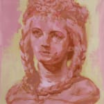 painted sketch of a pink bust scultpure
