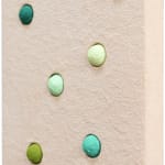 CHIAOZZA - side view of the mix media work "Six Green Dots in Pale Peach"