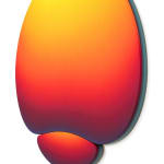 Jan Kaláb side view three circular objects with gradient from yellow to deep purple
