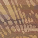 detail of Natalia Juncadella painting of wood floor with cast shadows from plant