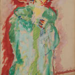 KEES VAN DONGEN, Modjesko, Soprano Singer, 1907, Huile, crayon sur papier marouflé sur toile Cadre en bois sculpté et doré, XVIIème, Italie.
