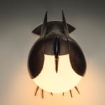 FRANÇOIS-XAVIER LALANNE: Lampe Pigeon, Circa 1991, Bronze patiné, cuivre patiné et opaline