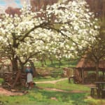 ALFRED SISLEY, Printemps, paysanne sous les arbres en fleurs, circa 1865-1868