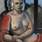 Femme assise devant la fenêtre (Le modèle d'atelier au drapé rouge)