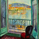 CHARLES CAMOIN: Fenêtre Sur Le Port De Cannes, 1956, Huile sur toile