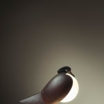 FRANÇOIS-XAVIER LALANNE: Lampe Pigeon, Circa 1991, Bronze patiné, cuivre patiné et opaline