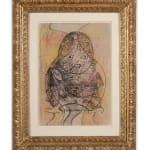 MAX ERNST: Mère Et Enfant, 1955, Crayon de couleurs et frottage sur papier marouflé sur panneau
