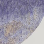Detail of night sky with far off mountain view with words written in mountain.