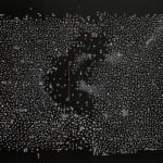 Millions of small white cut-outs on a black background.