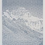 Heavily pixelated and patterned blue and white landscape of Mount Everest or in sanskrit Sagarmatha