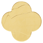 Smoothed rosanoble gold leaf layered on quatrefoil cut panel
