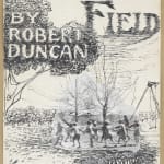 Greyscale book cover reading "OPENING OF THE FIELD, BY ROBERT DUNCAN, GROVE PRESS" with children playing and trees