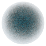 Front view of a blue ombre circle created from overlapping threads.