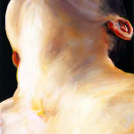 A man’s collarbone, neck and head. The man’s chin is tilted upward so the front of his neck is exposed.