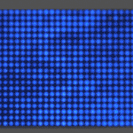 A gif of blue swimmers swimming around blue LED lights,