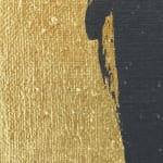 Detail of gold leaf with black brushstroke.