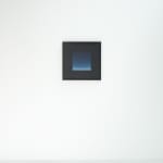 Framed Floating Phthalo Blue Square hangs on a white wall