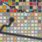 Detail of protest route and multi-colored squares
