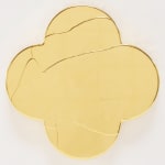Smoothed rosanoble gold leaf layered on quatrefoil cut panel