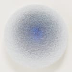 circular thread painting, ombre edge to offset center, white to bright blue
