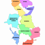 Diagram depicting the countries that make up Pangea Two: Ethiopia, Syria, Yemen, Somalia, Democratic Republic of Congo, Nigeria, South Sudan, Sudan, Myanmar, Afghanistan