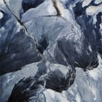 David Maisel Tailings Pond 3, Minera Centinela Copper Mine, Antofagasta Region, Atacama, Chile, 2018 aerial photograph of white and blue earth looks like abstract painting