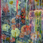 Abelardo Morell Flowers for Lisa #53 page from an art book with floral illustrations with painting added palimpsest