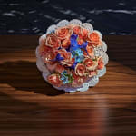 Abelardo Morell Flowers for Lisa #76 After Hitchcock’s Vertigo nosegay bouquet of flowers with spotlight and doily