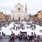 Santa Croce Puppet Show in Florence at winter, by Massimo Vitali