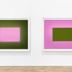 Garry Fabian Miller, The Colour Fields: green encloses the softest pink / pink enclosing the green field (diptych), 2021