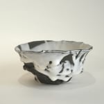 Hiromi Itabashi, Black Clay White Glaze Tubular Tea Bowl 黒土白釉筒茶碗, 1991