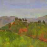 Reginald Brill, Mountain Landscape with Cypress Trees, Italy, c 1951